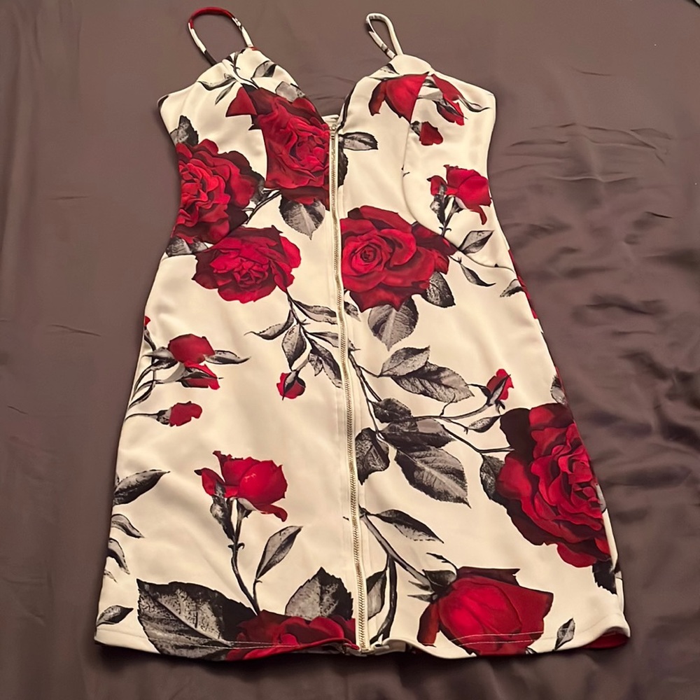 Rose print bodycon dress